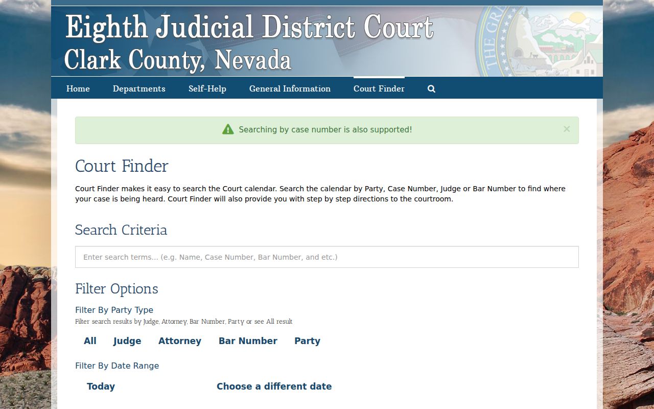 Clark County residents directory Eighth Judicial District CourtFinder