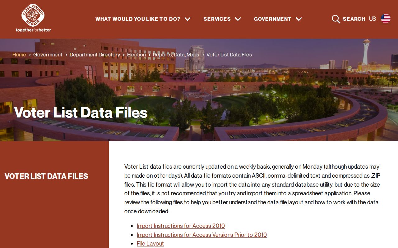 Clark County residents directory voter-list data files