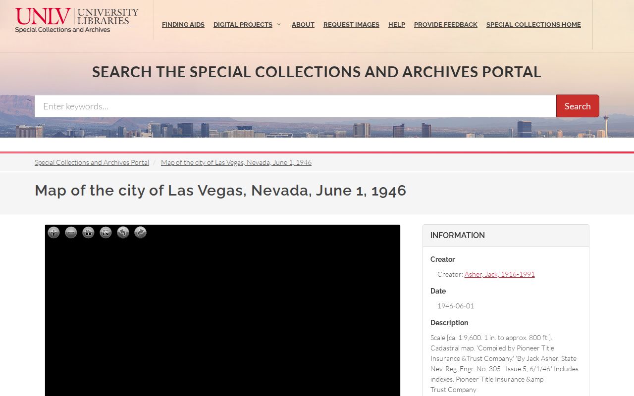 Clark County previous residents UNLV 1946 Las Vegas cadastral map