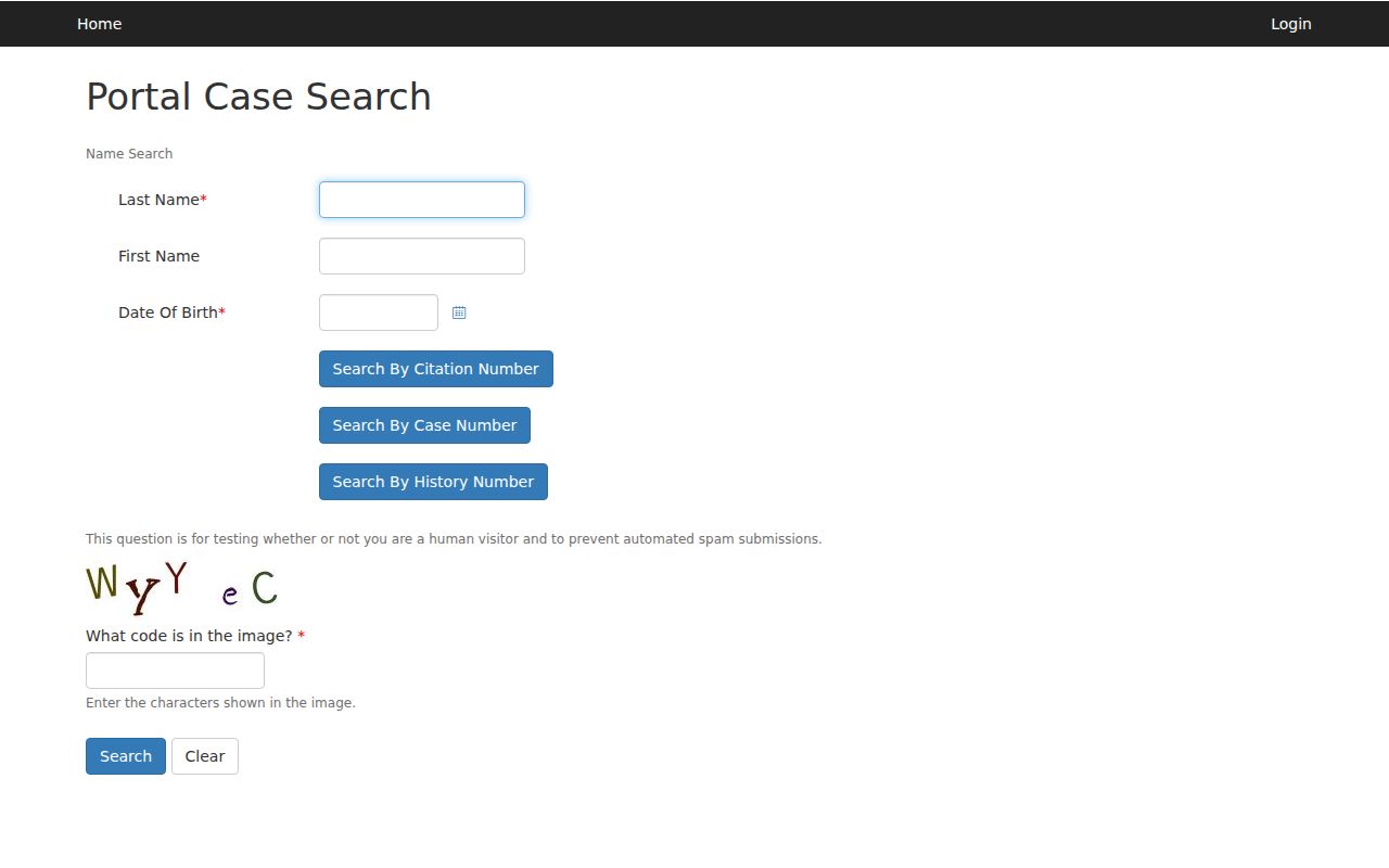 Clark County resident lookup on the Las Vegas Municipal Court name search