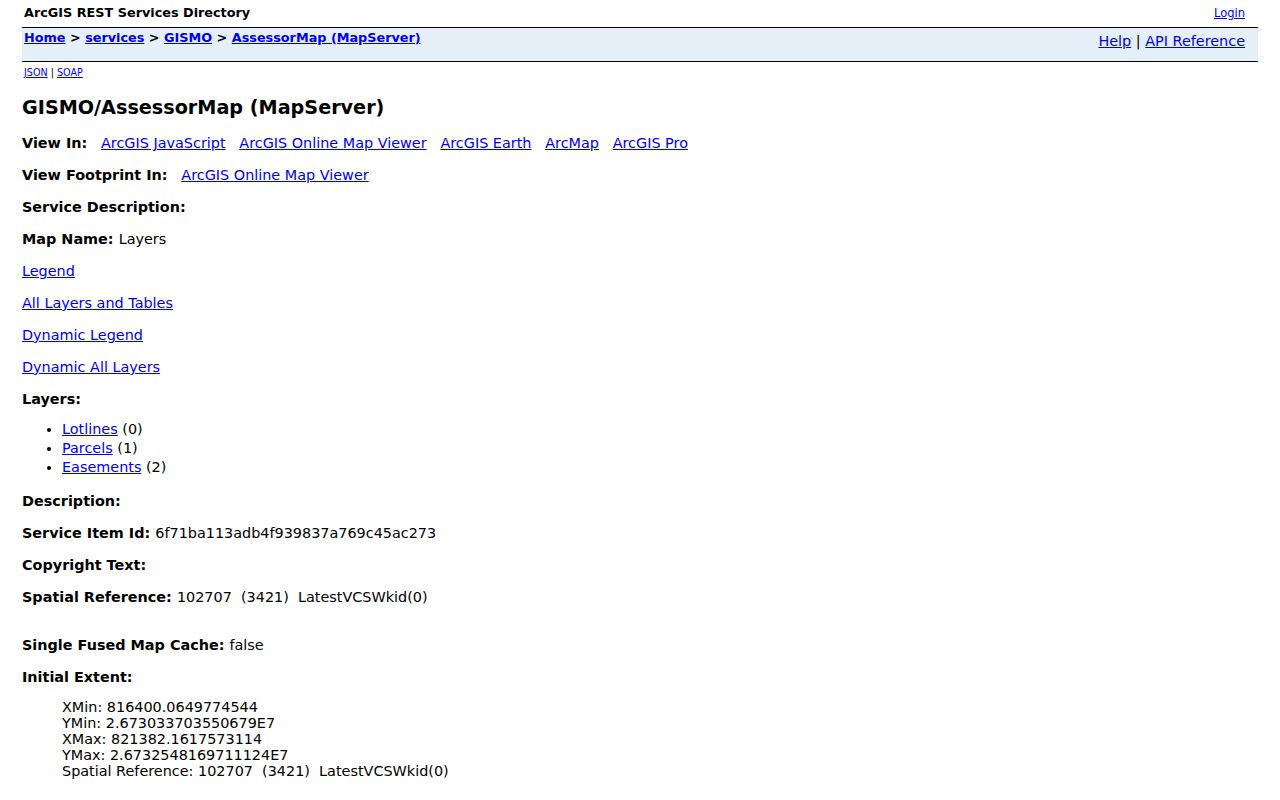 Clark County street directory AssessorMap parcel and lotline layers